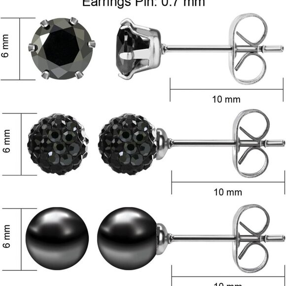 Elegant Birthstone Studs Earring Set - 6mm Round, 3 Pairs for Every Occasion - Picture 4 of 7